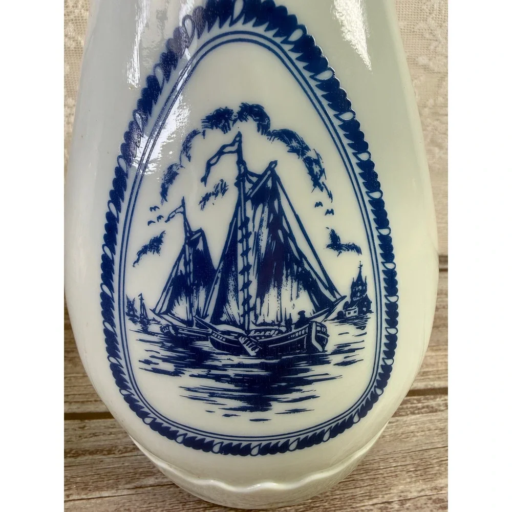 Vintage Jim Beam liquor Delft Nautical Decanter Sailing Ship Windmill 13.5 Inch‎
